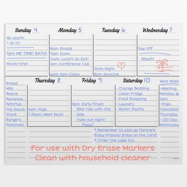 Ergon Office Weekly Reusable Calendar 2
